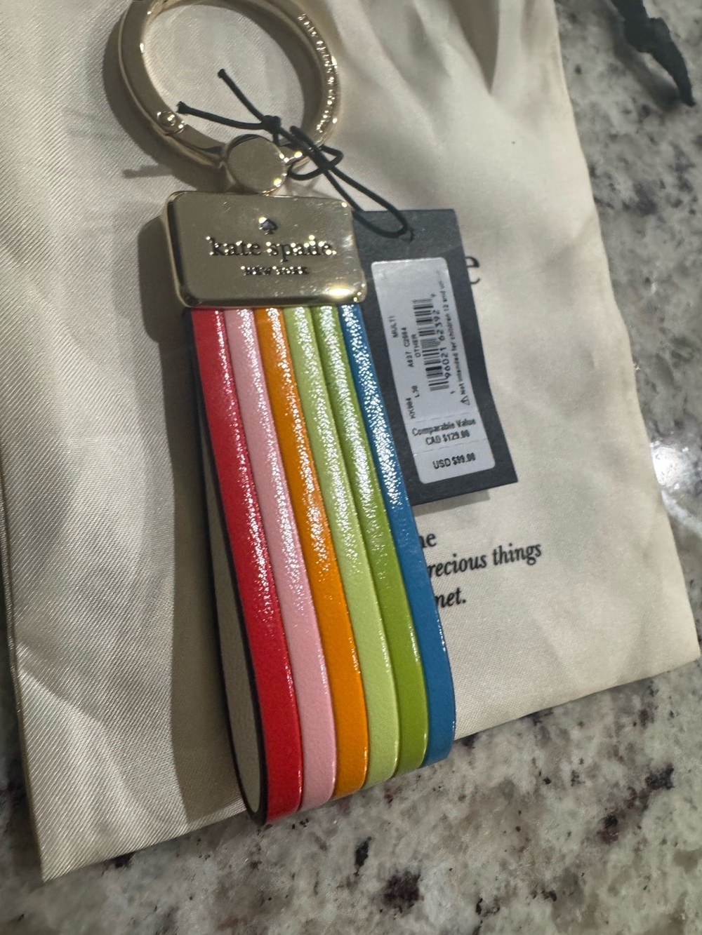 kate spade Multicolor 🌈Stripe Leather Tassel Key Ring